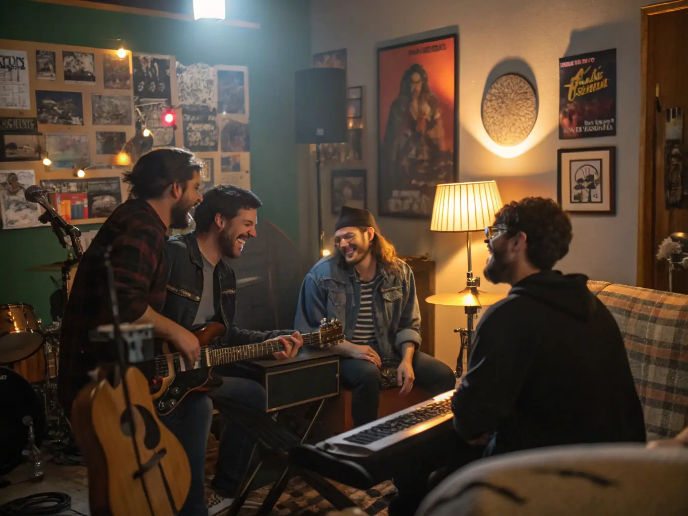 An image showcasing a cultural workshop focused on reggae music history, with participants actively engaged in learning and playing instruments.
